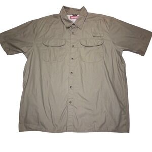 Wrangler Khaki Short Sleeve Button Up Utility Shirt Men's XL Outdoor Workwear